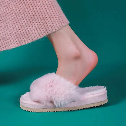 Chaussons d'hiver en fourrure de luxe